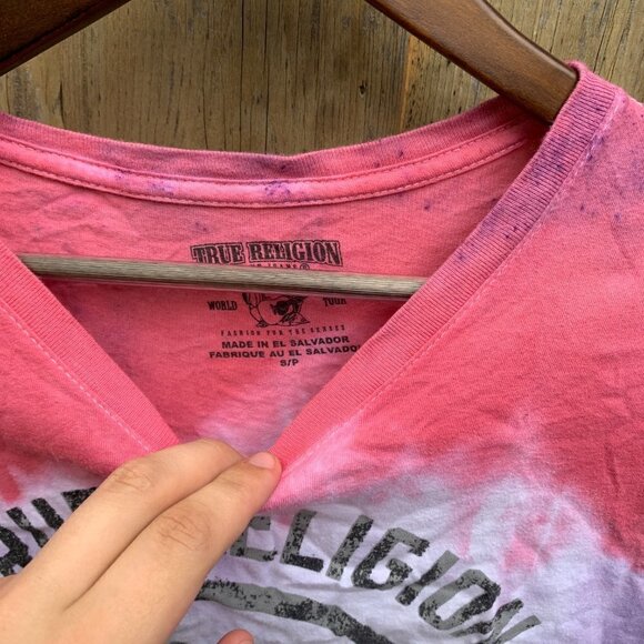 True Religion BIG LOGO Tie Dye T Shirt Small - Picture 3 of 5